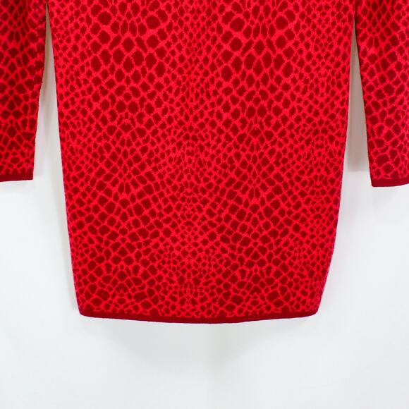 ISAAC MIZRAHI LIVE Red Snake Print V-Neck Cardigan Sweater - Picture 8 of 9